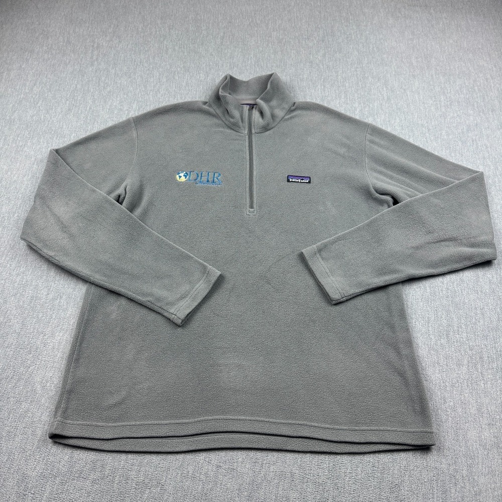 Patagonia Sweater Mens Medium Gray Micro D 1/4-Zip Synchilla Fleece Logo 26267